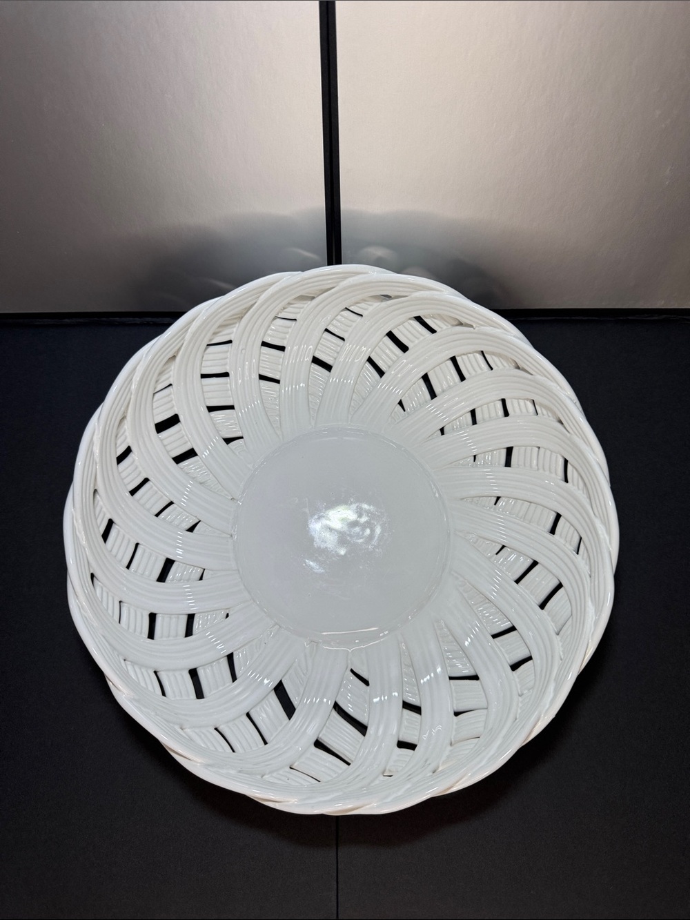 Nordstrom Cream Ceramic Woven Rope-Edge Bowl